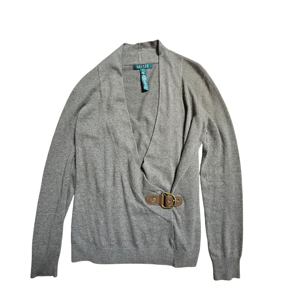Lauren‎ Ralph Lauren Wool Cashmere Buckle Wrap Sweater S Quiet Luxury Old Money